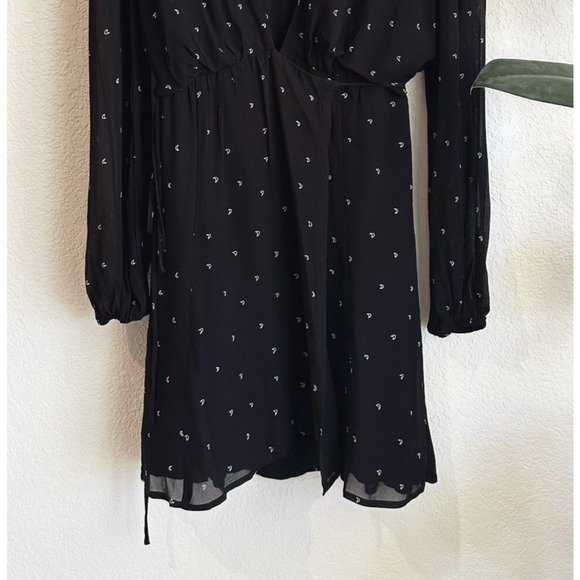 Reformation Laughlin Wrap Mini Dress Small Chiffon Star Print Cocktail Glam - Picture 3 of 10